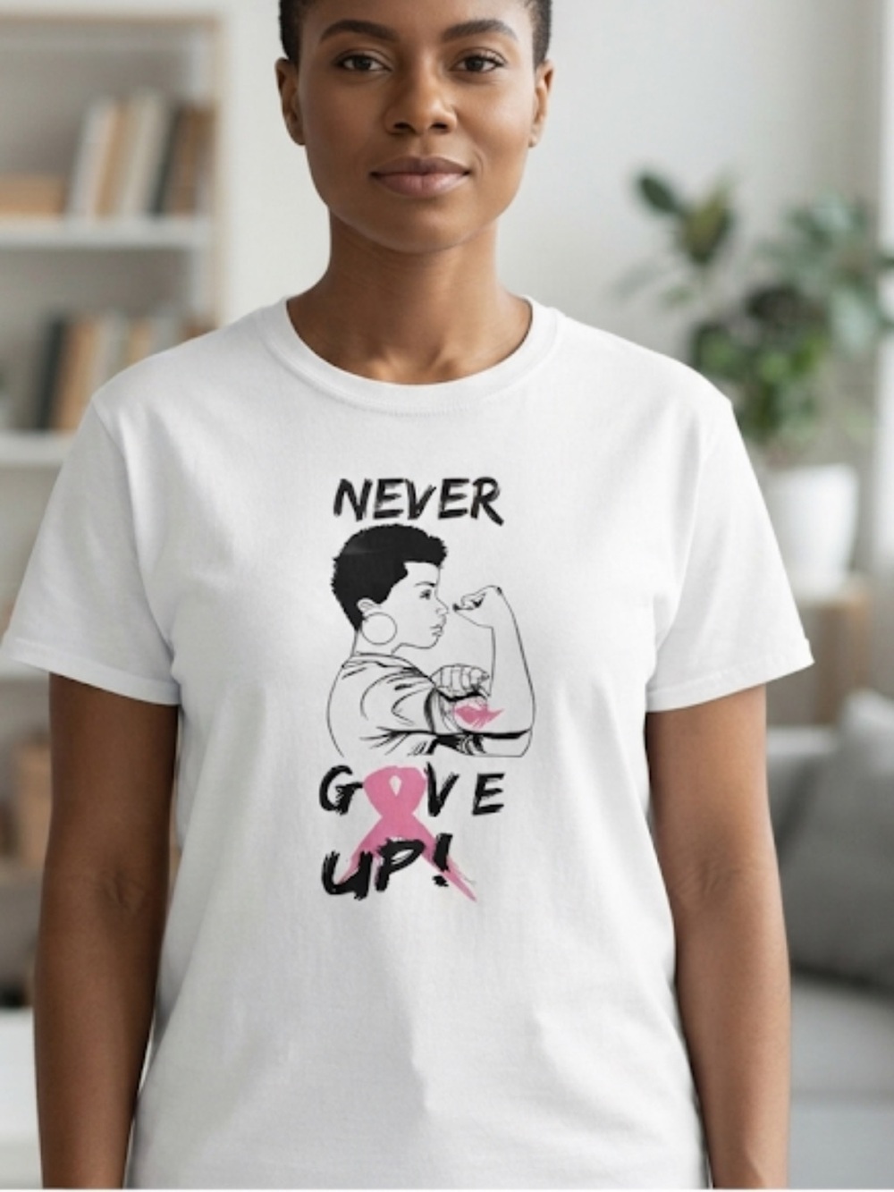 NEVER give up  Gildan women's t shirt size L new without tag  never worn